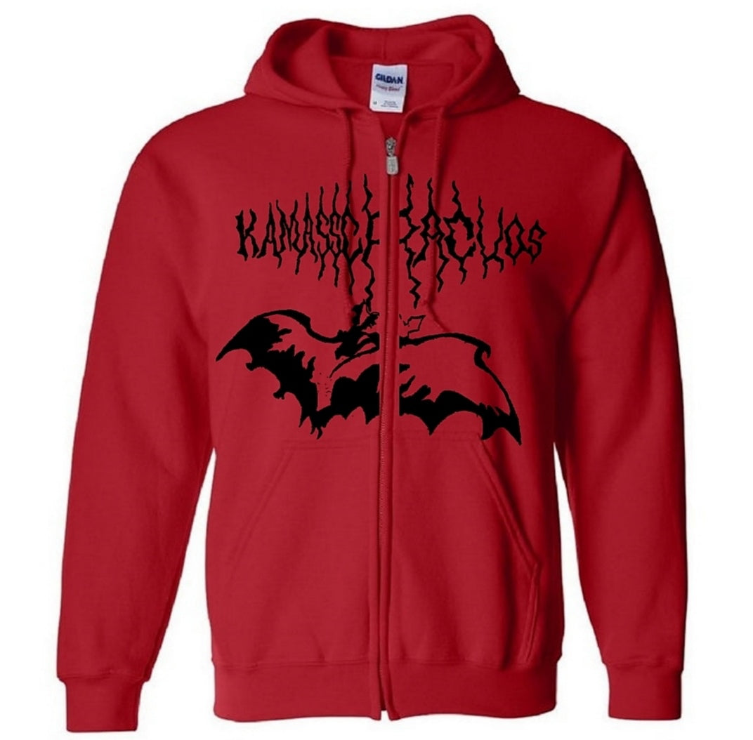 Bat Red Zipped Sweatshirt