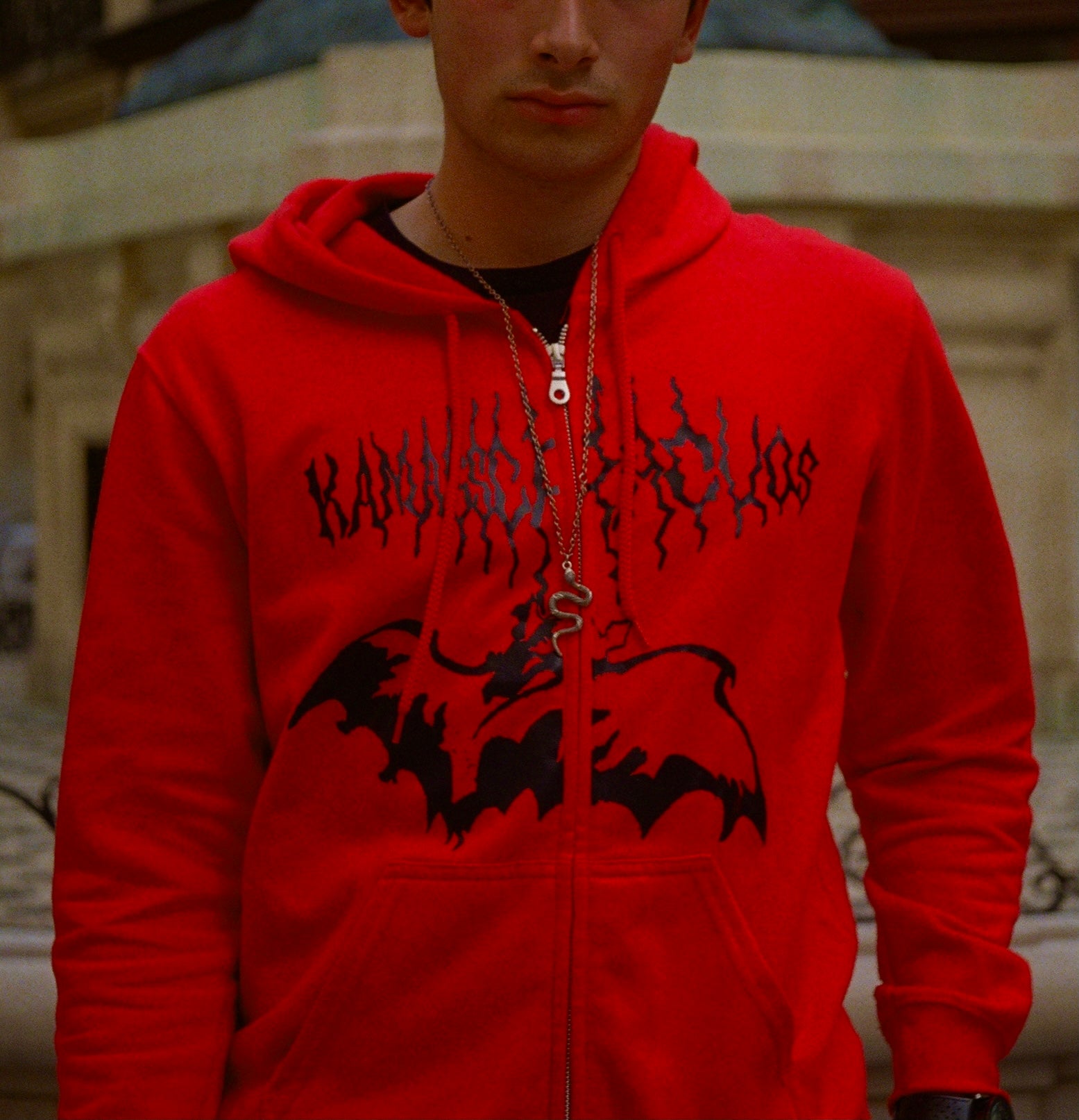 Bat Red Zipped Sweatshirt